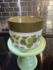 Vintage Anchor Hocking Green Crazy Daisy Spring Blossom Milk Glass Canister 5"