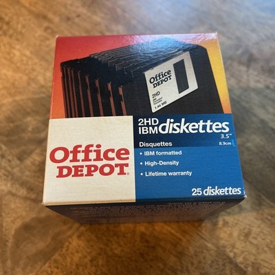 Office Depot 2HD IBM DISKETTES 25 PACK - NEW SEALED / FREE SAME DAY SHIPPING