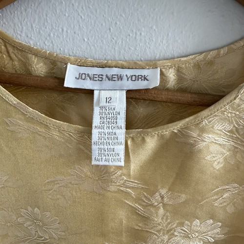 Vintage Butter Yellow Silk Floral Tank Top Size 12 Large Satin Whimsigoth Y2K - Picture 3 of 9