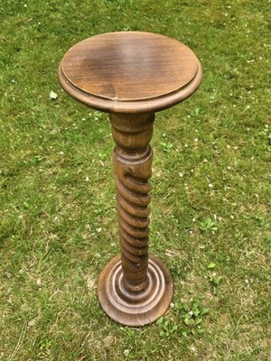 Large Barley Twist Solid Wood Pedestal 90 cm   Vintage Plant Stand