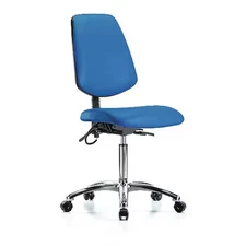 Esd Task Chair, Vinyl (Antibacterial), Blue, 21-1/2 In To 29 In Seat Height, No