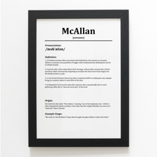 A4 PRINT - McAllan - Funny Humorous Family Surname Definition
