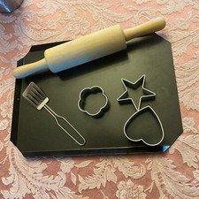 KIDS 6 Piece Cookie Baking Set cutters, rolling pin, cookie sheet, spatula