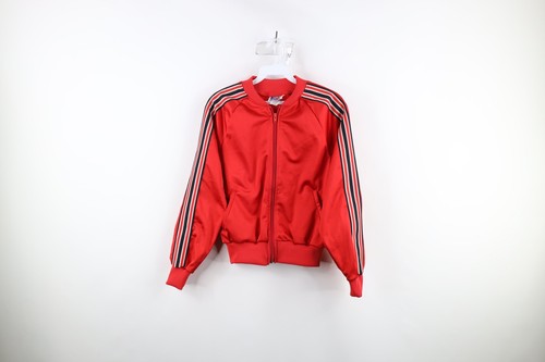 NOS Vintage 90s Boys Large Blank Striped Full Zip Soccer Track Jacket Red USA
