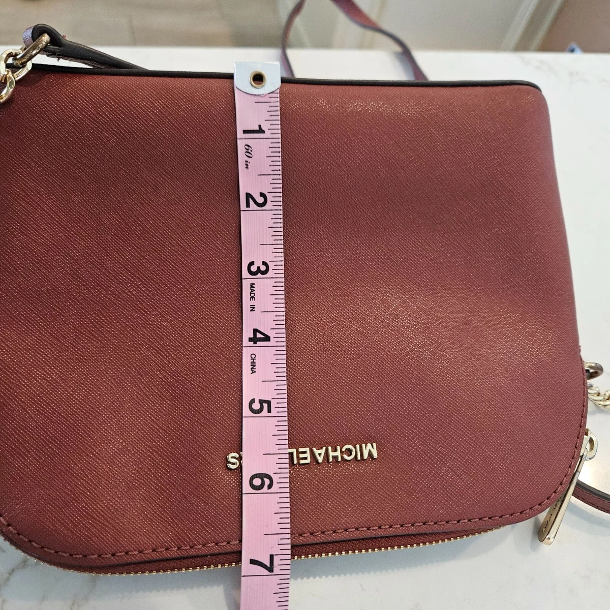 Michael Kors CINDY Large Dome Crossbody Saffiano Leather Burgundy