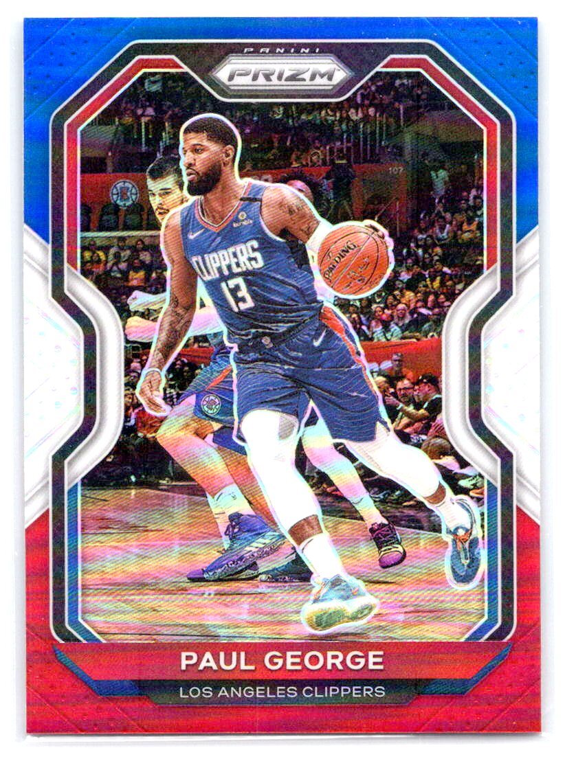 2020-21 Panini Prizm #14 Paul George Red, White and Blue Prizms
