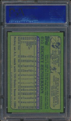 1982 Topps Rickey Henderson #610 HOF Oakland A's PSA 10 GEM MINT