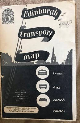 1953/4 EDINBURGH TRANSPORTKARTE - STRASSENBAHNEN BUS BUSROUTEN