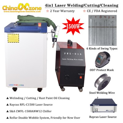 1500W Handheld S&A CWFL-1500ANW12 Raycus Laser Welding Cutting Cleaning Machine 