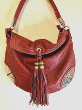 Luxury Red Ostrich Leather Handbag/ Purse