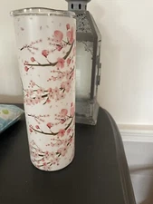 Sakura Cherry Blossom Tumbler 20 Oz W/Lid & Straw W/Starbucks Logo