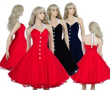 Vintage 50s 60s Retro Style Rockabilly Dress Ball Pinup Swing Cotton Dresses Red