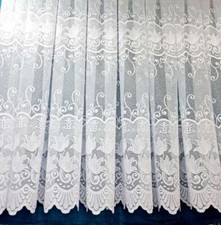 White Lace Cheap Net Curtains Rod Slot Ready to Use Sold By the Metre 11 Drops