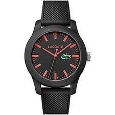 LACOSTE 2010794 BLACK DIAL & SILICONE STRAP RED MARKS DATE MEN'S WATCH