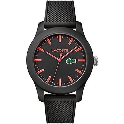 LACOSTE 2010794 BLACK DIAL & SILICONE STRAP RED MARKS DATE MEN'S