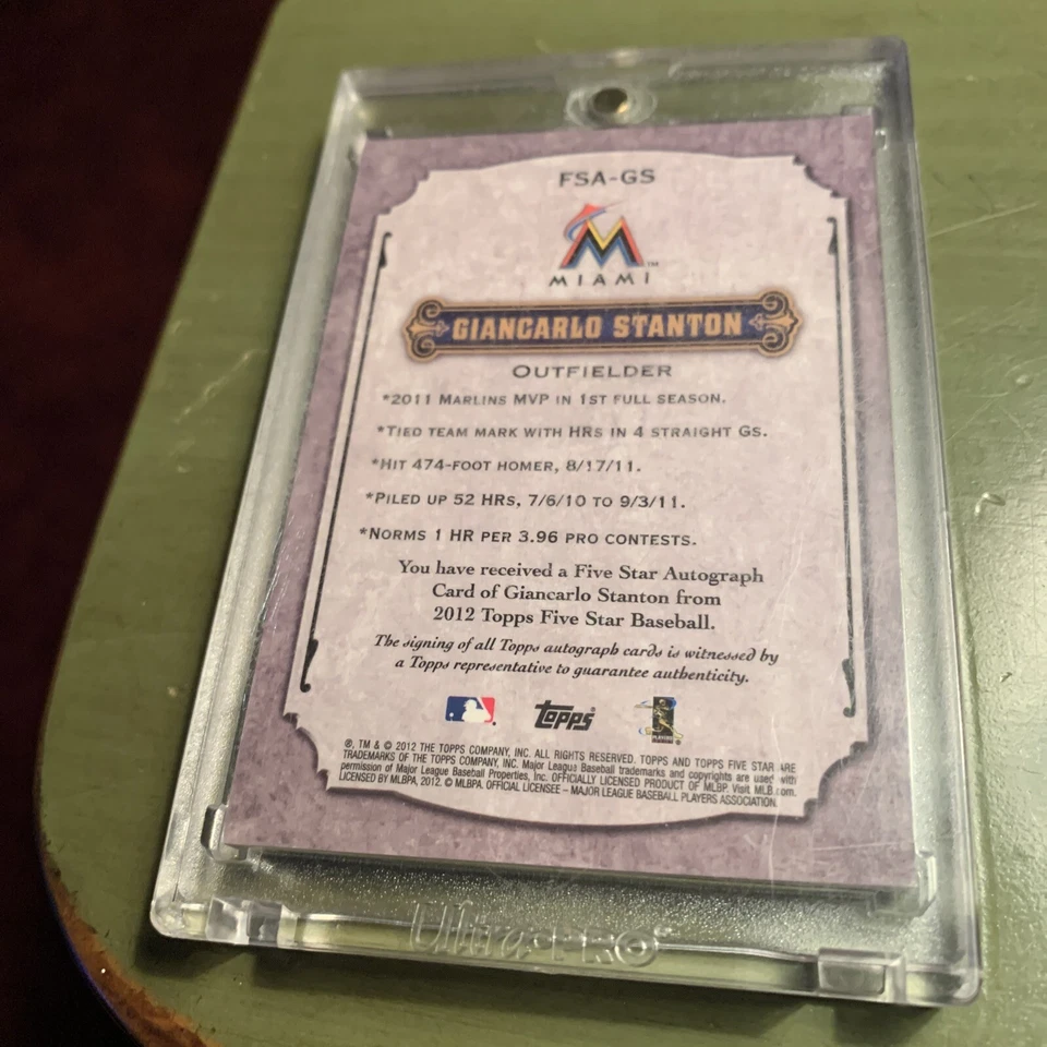Topps Five Star Mike Stanton 2012/autógrafo Foto 3 de 3