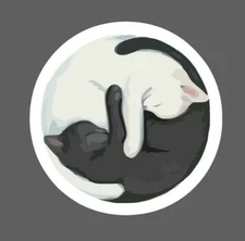 Cats Yin Yang Sticker Snuggling Waterproof Cute Family Animal Pet Gift NEW