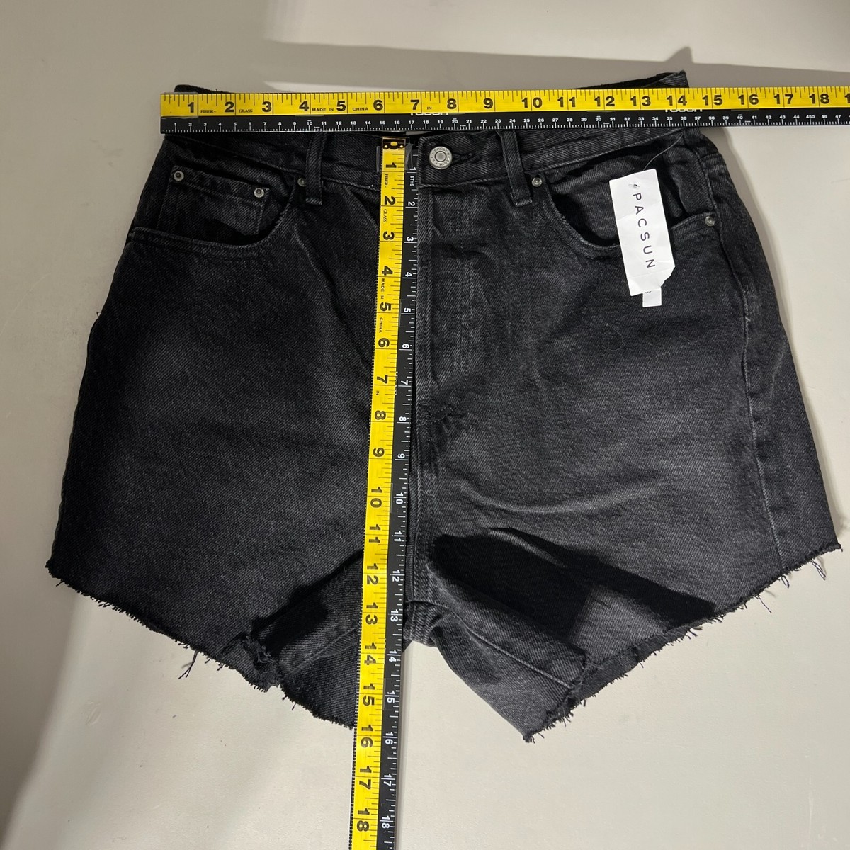 PacSun Dad Jean Shorts Womens 28 Black High Rise Cut Off Button