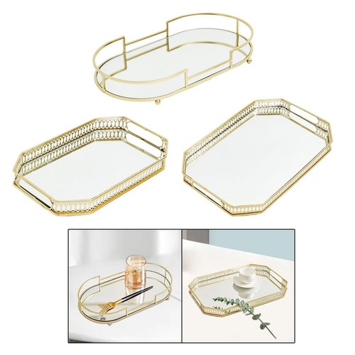 Dresser Makeup Tray Cosmetic Perfume Bottle Tray for Tea Bedroom Counter - Picture 2 of 22