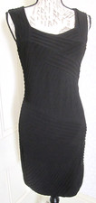 Calvin Klein LBD black diagonal shutter pleat bodycon dress, ladies' size 4