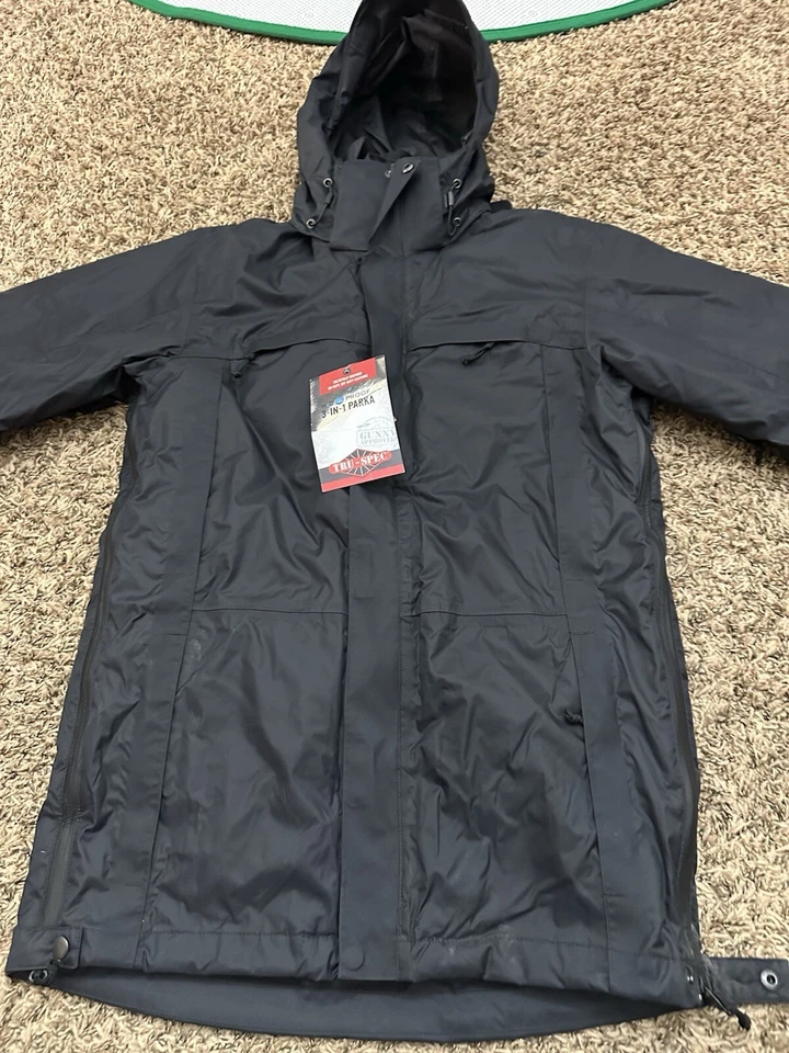 TRU-SPEC 2410 H2O Proof Waterproof 3-IN-1 Parka Jacket Coat w/ Liner Black Small - Image 2 of 4