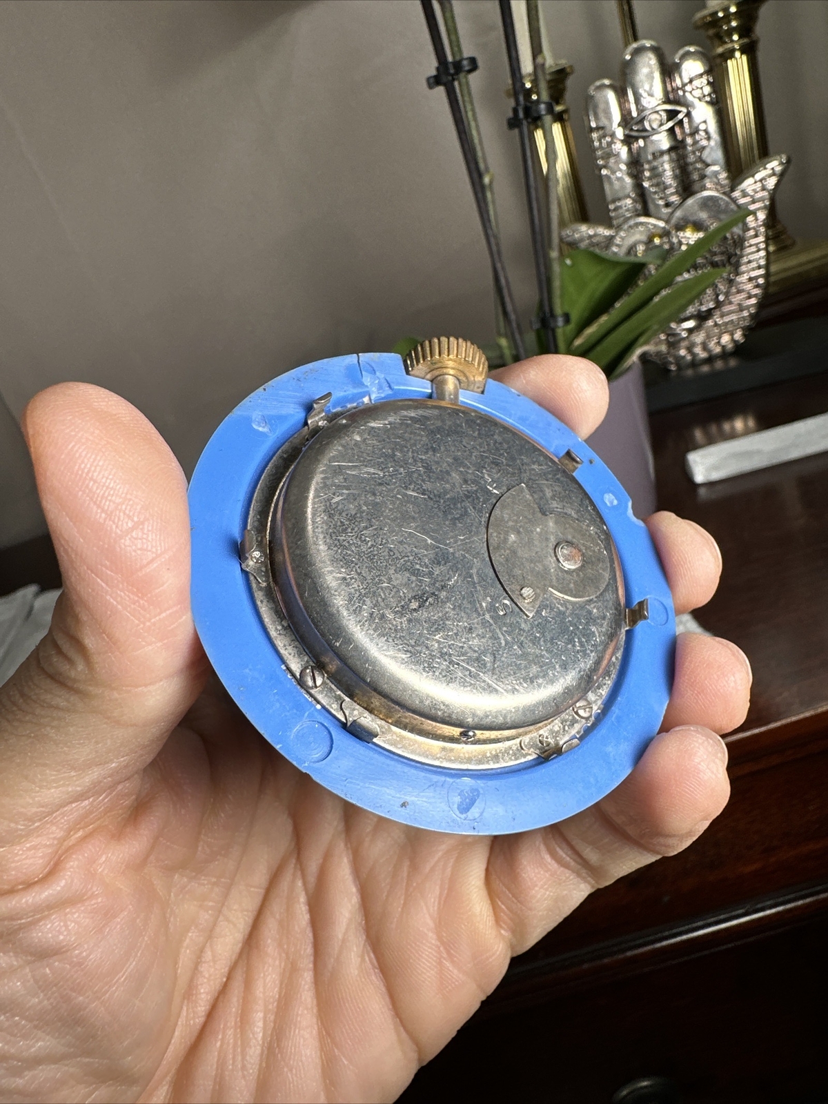 PARTS ONLY Westclox Handbag Art Deco Bakelite Pocket Clock Watch Blue PARTS ONLY
