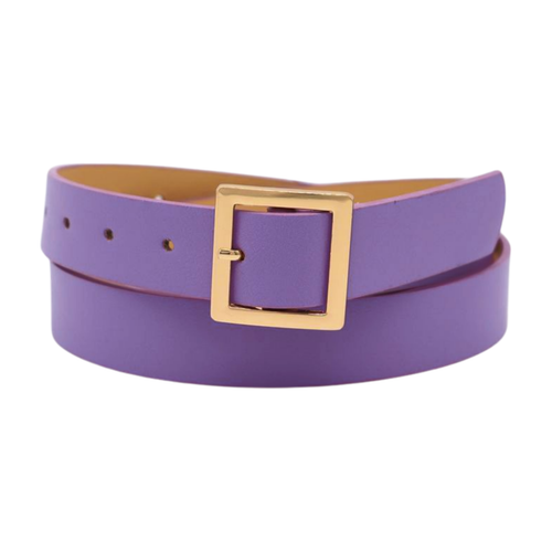 Mujer Lavanda Piel Sintética Flaco Negocios Cinturón Oro Metal Cuadrado Buckle S - Imagen 21 de 24