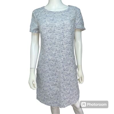 Southern Tide Paislee Tweed Navy Ivory Mini Casual Shift Dress Size 10 