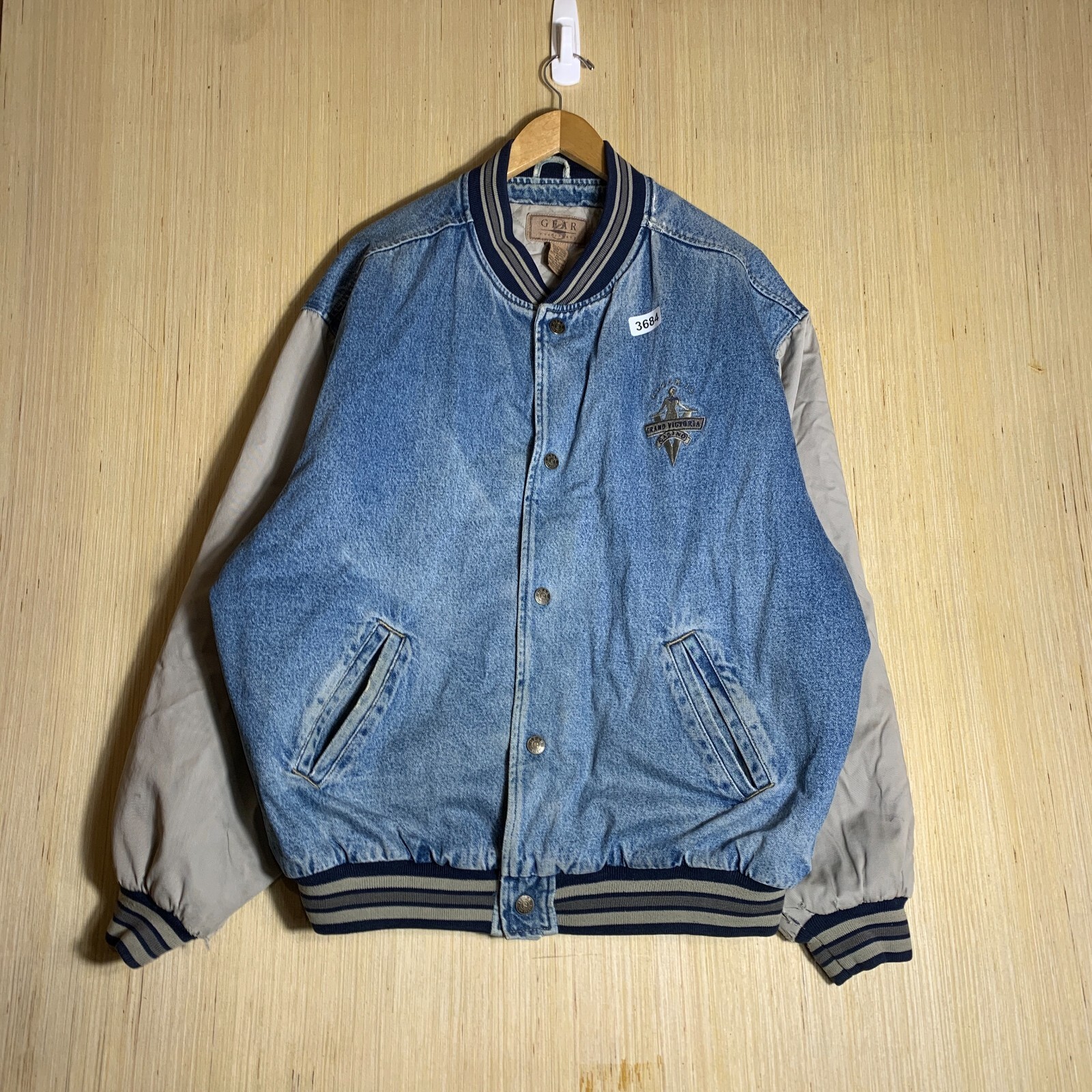 VTG Grand Victoria Casino Denim Jacket Adult Extra Large Long Sleeve Men's 90's