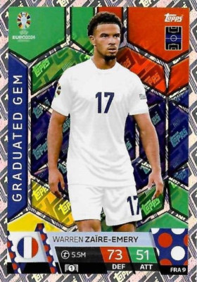 EM 52 Topps Match Attax Euro 2024 Graduated Gem Warren Zaire-Emery FRA 9