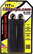 ESI FIT XC - Black - Ergo Bike MTB Grips 100% Silicone Shock Absorbing 133mm