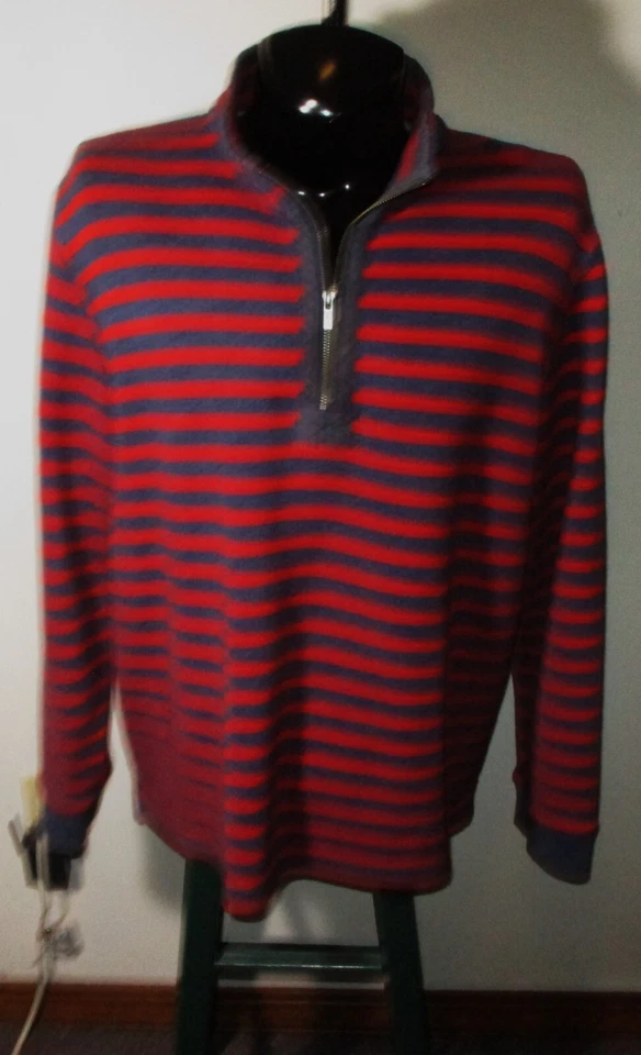 L.L. Bean Blue/Red Ultra Heavy Long Sleeve 1/2 Zip Polo Jersey Size XL - Image 3 of 4