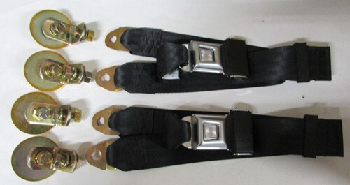 Classic Car Black 2 Point Chrome Buckle Lap Seat Belt Adjustable Front