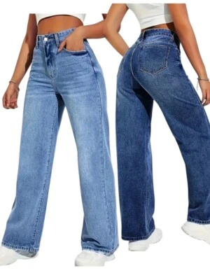 MARKENLOS Damen Mom Jeans Stretch Schlaghose Loose Denim High Waist Bootcut Boyfriend