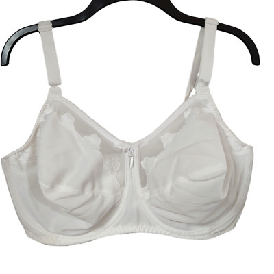 40DD Bali Bra White Lightweight Unlined Underwire Lace Trim Retro Style