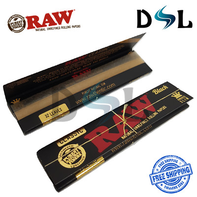 RAW Black Rolling Papers King Slim Classic Natural Unrefined Skins 110mm Box 50