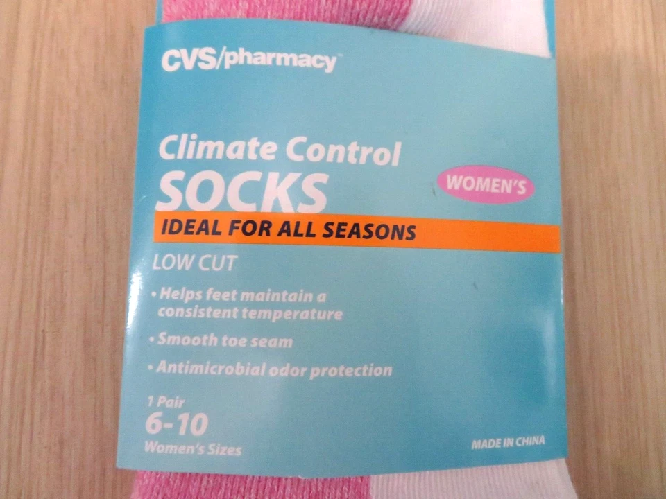 NUEVO EN PAQUETE CVS Calcetines Climatizantes Rosa Blanco Corte Bajo Cojín Antimicrobiano 6-10 Foto 3 de 4