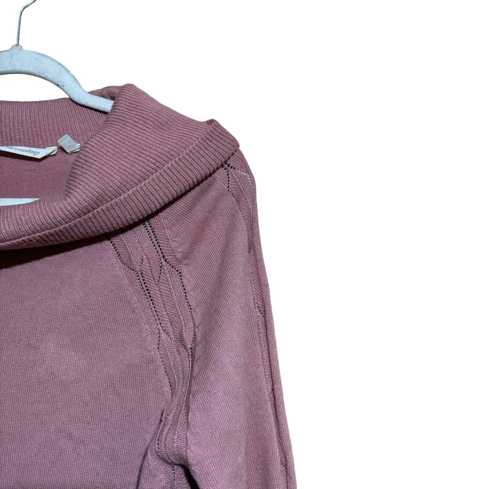 柔软环绕毛衣女式中号粉色羊毛混纺套衫运动衫 — 第 3/4 张图片
