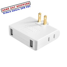 High Grade 180 Degree Rotatable 2 Plug Outlet Extender Splitter with 2 USB Ports