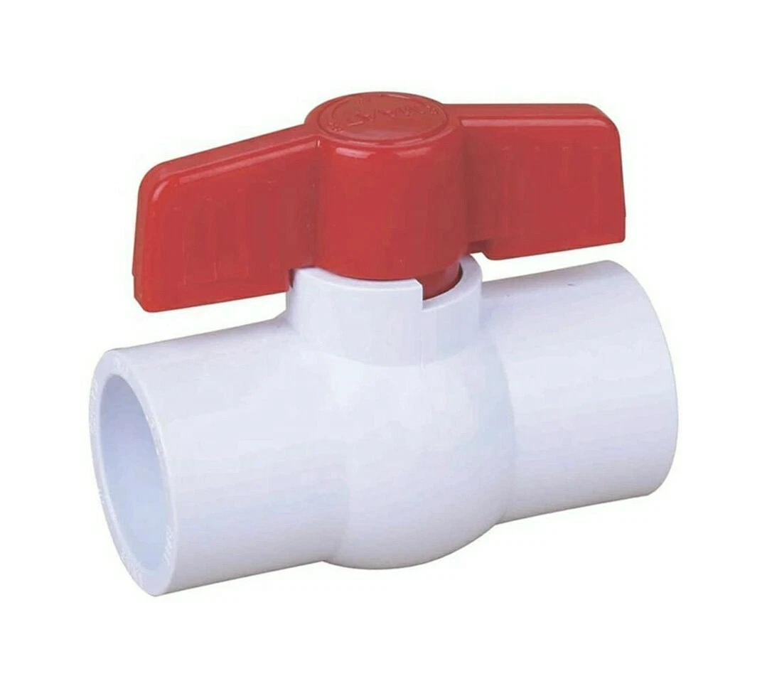 Hiboom PVC Ball Valve SCH40 Shut off Valve with Red T Handle Water Valve  for Cold