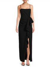NWT Black Halo Eve Del Mar Ruffled Gown - Size 0 - MSRP 495