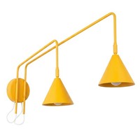Wandlampe Stahl Gelb 2-Flammig Schalter E14 B:150 Cm Wandleuchte Wohnzimmer