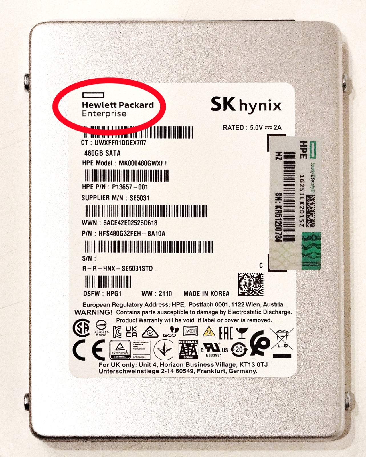 HP SSD Enterprise ad alte prestazioni 480 GB SKhinyx