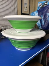 PAMPERED CHEF Collapsible Serving Bowls 4 qt. & 8 qt. w/ Lids