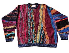 Vtg 90s COOGI Australia Colorful 3D 100 Cotton Knit Sweater Men's S
