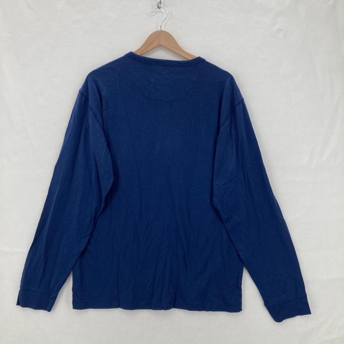The Normal Brand Henley Shirt Mens Large Blue Long Sleeve Bear Logo Casual Camp - Picture 11 of 12