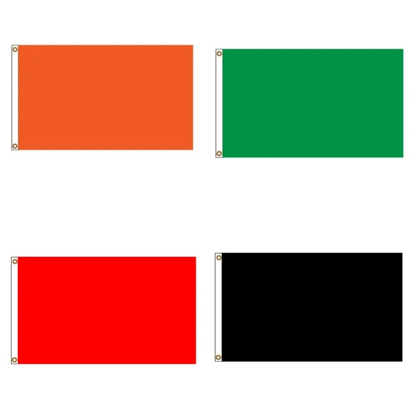 Plain Colour Polyester Flags Red Blue Green Orange Black 5ft x 3ft.