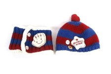 GZ Boy's Red Blue Fleece-Lined Cap  Neck Wrap - Baseball Theme Accessories