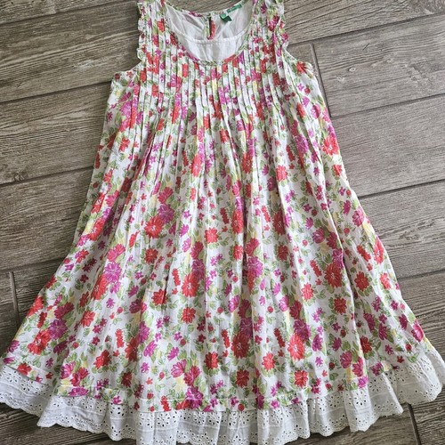 BENETTON Girls Sundress 11-12 Years White Floral Cotton