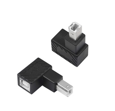 2-Pack Up Angle 90 Degrees USB 2.0 B Male to Type-B Female Printer Adapter